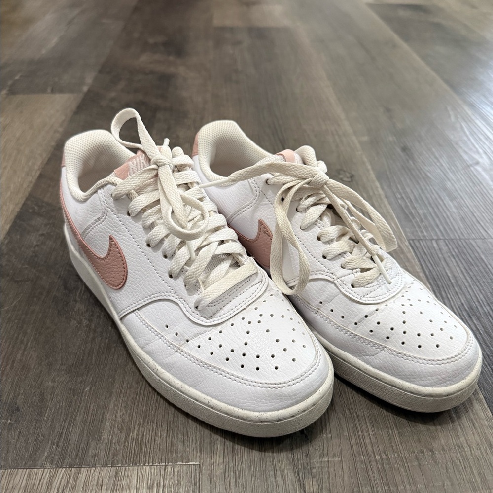Nike White and Pink Low-Top Sneakers